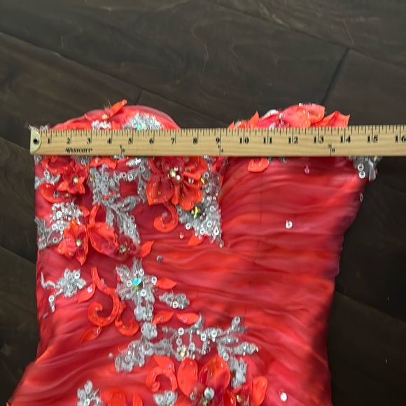 Tony Bowls Le Gala Floral Beaded Strapless Prom Pageant Ball Gown - Picture 13 of 16